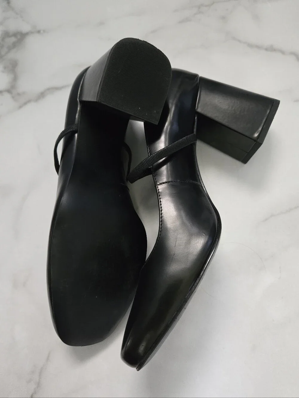 Reformation Natalie Mary Jane Black Leather Pumps Heels Size 9